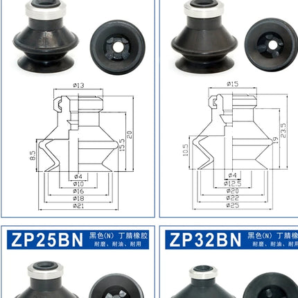 JXD Mini Double Layer Vacuum Sucker ZP-06/08/10/13/16/20/25/32/40/50BN Mini Industry Vacuum Suction Cup With Ring