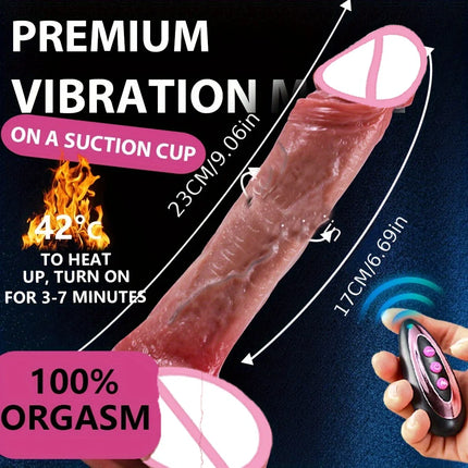 9 Inch Long Rotatable Heatable Strong Suction Cup Vibrating G Spot Rabbit Vibrator 10 Thrust Modes 10 Vibration Patterns