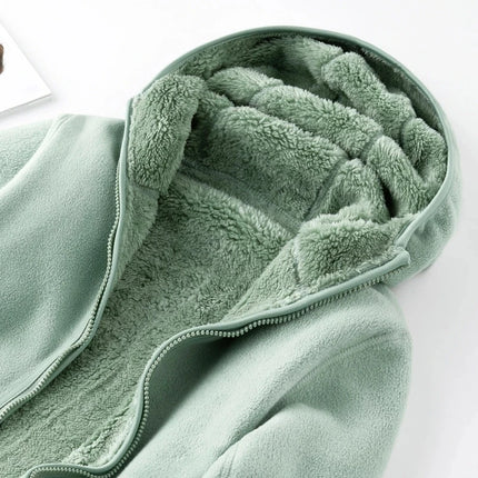 Women Pullover Sweatshirts Winter Unisex Reversible Hoodie  Warm Polar/Coral Fleece Hooded Jacket Ladies Flannel Coat Hoody