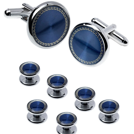 8PCS Classic Sea Shell Copper Mens Cuff Link Sleeve Studs Set Luxury French Style Cufflinks Party Wedding Suit Shirt Accessories