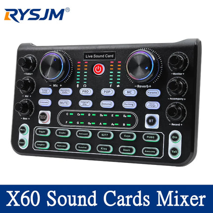 Professional Portable Mixer Sound Mixing X60 Sound Card English Version Convenient Compact For Live Broadcast KTV Singing