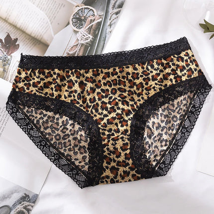 Summer Thin Breathable Women's Low-Waist Seamless Pure Desire Wild Leopard Print Panties