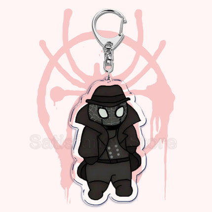 Cute Spider Punk Cat Warrior Key Chain Key Ring Invincible Superhero Keychains Keyring Pendant for Bag Man Women Jewelry Gifts
