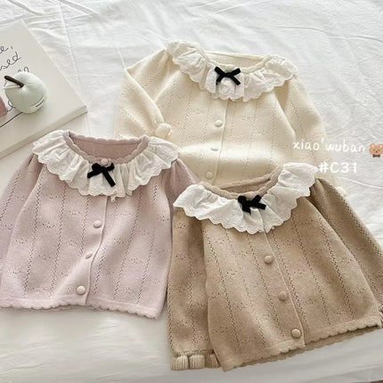 Spring Layering Essentials: Thin Knit Cardigan Sweaters for Girls & Babies | Stylish Lightweight & Long-Sleeve Cover-Ups