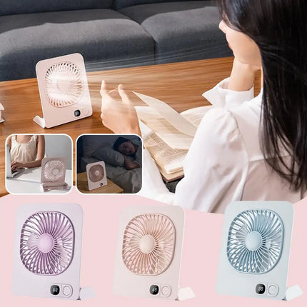 Magnetic USB Desk Fan USB Rechargeable Portable 3 Speed LED Digital Display Wall Mountable Small Cooling Fan for Home Office