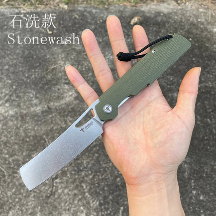 New Original SHOOZIZ XUN120 series XUN119 D2 Steel Flax Handle Folding Knife Brass Washer Outdoor Camping EDC Pocket Tool