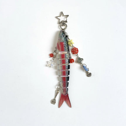 Fish Keychain Bionic fish bait keychain, ocean small fish multi-section fish Luya bag pendant cross-border