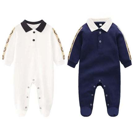 Baby Boy Spring Autumn Outerwear Pure Cotton Romper Stylish Newborn Infant Men's Women's Baby Long Sleeve Crawler Korean Version