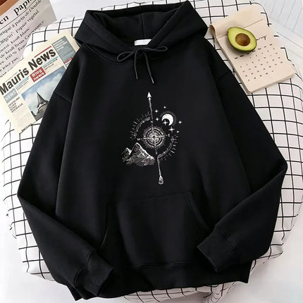 Hoodies Harajuku Moon Star Print Casual Hoodies Sweatshirts Fleece Men Women Tops Vintage Hoodie Sweatshirt