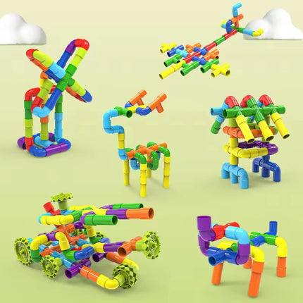 Building By Splicing Water Pipes With Building Blocks DIY Toys