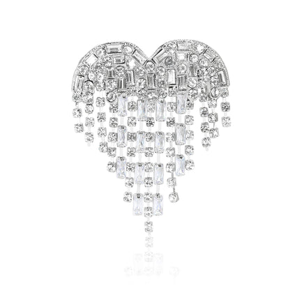 Beaut&Berry Valentine's Day Luxury Rhinestone Heart Brooches for Women Unisex Love Pins Casual Party Jewellery Accessories Gifts