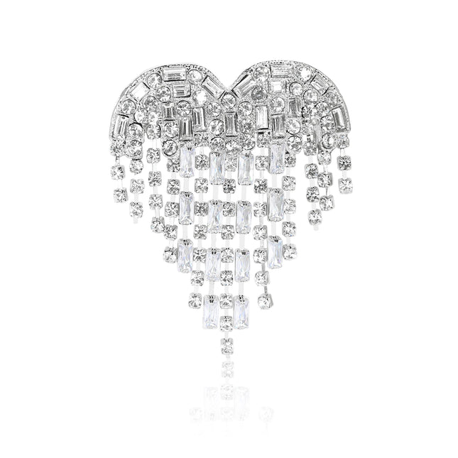 Beaut&Berry Valentine's Day Luxury Rhinestone Heart Brooches for Women Unisex Love Pins Casual Party Jewellery Accessories Gifts