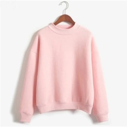 Women O Neck Solid Color Turtleneck Long Sleeve Velvet Sweatshirt Cotton Lightweight And Breathable Workout Pullover Cozy Wear