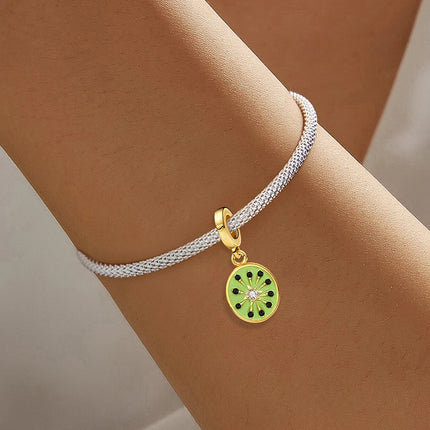 925 Sterling Silver Pink Cake Cherry Pineapple Strawberry Cherry Pendant Charm Ball Suitable for Bracelets DIY Women's Jewelry
