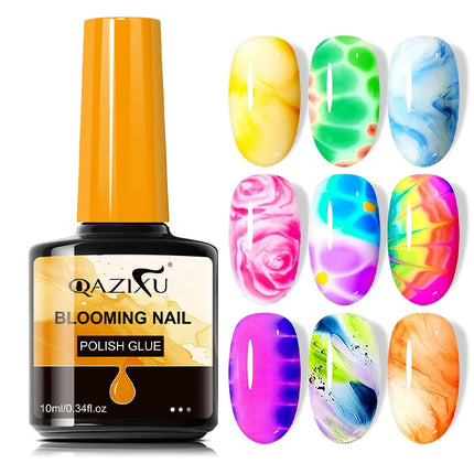 QAZIXU Blooming Gel Clear Watercolor Gel Polish UV LED Soak Off Spreading Effect Marble Nail Polish Gel Nail Art Design Salon