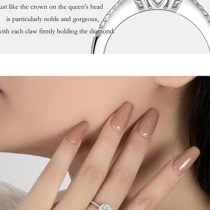 PERFANY Moissanite Ring For Women S925 Pure Silver Plated 18K White Gold Round Diamond Proposal Wedding High-end Jewelry