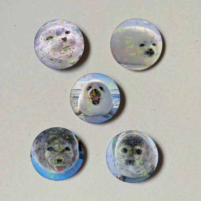 Cute Seal Sea Laser Button Pins Backpack Clothing Decor Brooch Fiction Badge Jewelry Gifts