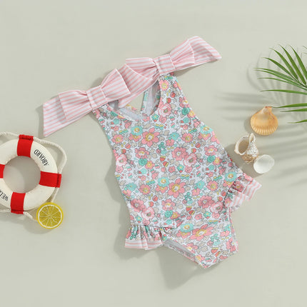ma&baby 1-6Y Toddler Infant Kid Baby Girl Swimsuit Floral Print Bow Backless Swimwear Summer Beachwear Bathing Suit