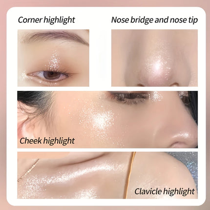 Long-Lasting Glitter Eyeshadow -Radiant High Shine,Face and Eye Highlighter,Sparkling Powder Eye Makeup for Eyelids & Cheekbones