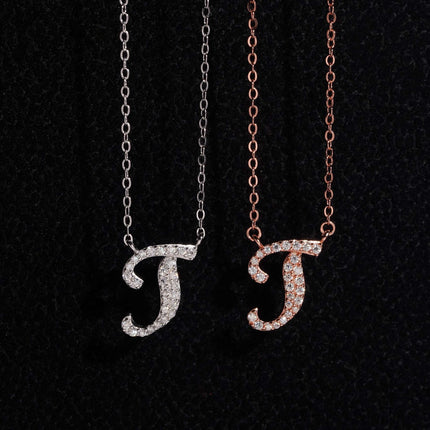Iced Out Pendant Necklace  925 Silver Initial VVS Moissanite Letter Pendant Link Chain Necklace A-Z  for Men Women