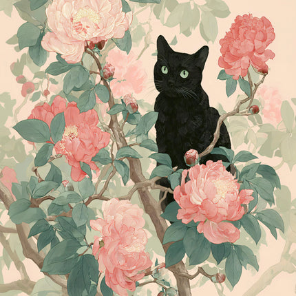 Japandi Black Cat Poster Minimalist Asian Cat Prints Canvas Painting Minimalist Japanese Wall Art Pictures Home Room Decoration