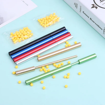 1 PCS Aluminum Alloy Crackling Tube Soft Bullet Launcher Sensory Fidget Toys Kids Outdoor Pinball Game Birthday Holiday Gifts