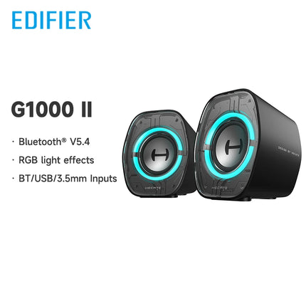 Edifier Hecate G1000 II Computer Speakers Bluetooth V5.4 PC Speaker USB-C USB-A 3.5mm Inputs RGB Lighting Effects 4W RMS