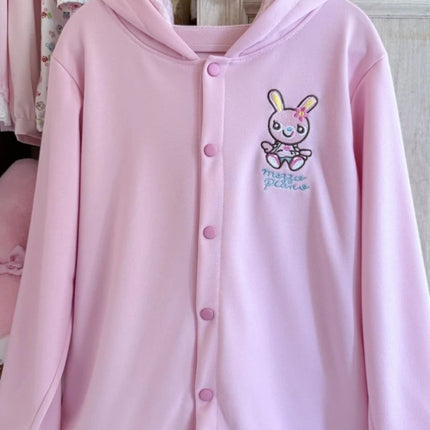 Y2k Aesthetics Sweet Hoodies Coats Cartoon Embroidery Single Breasted Sweatshirts Japanese Cute Tops Harajuku Women's Clothing