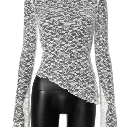 Women's Low-Cut Long Sleeve T-shirt Autumn Sexy Solid Color Streetwear Elegant Casual Slim Fit Versatile Female Tees