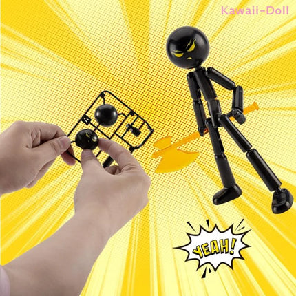 1 Set Movable 3D Printing Mannequin Novelty Action Figure Stickman Assembled Robot Multi-jointed Stickman Toy