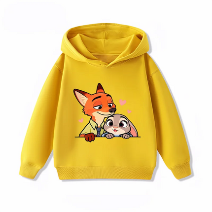 Potdemiel Zootopia Judy and Nick Children's Hoodies, Boys' and Girls' Autumn and Winter Warm Children's Hooded Sweatshirts
