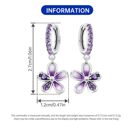 Hot Sale Original 925 Sterling Silver Zircon Pink Paw Print Earrings Heart Flower Leaf Design Women Party Jewelry Gift Ear Loops