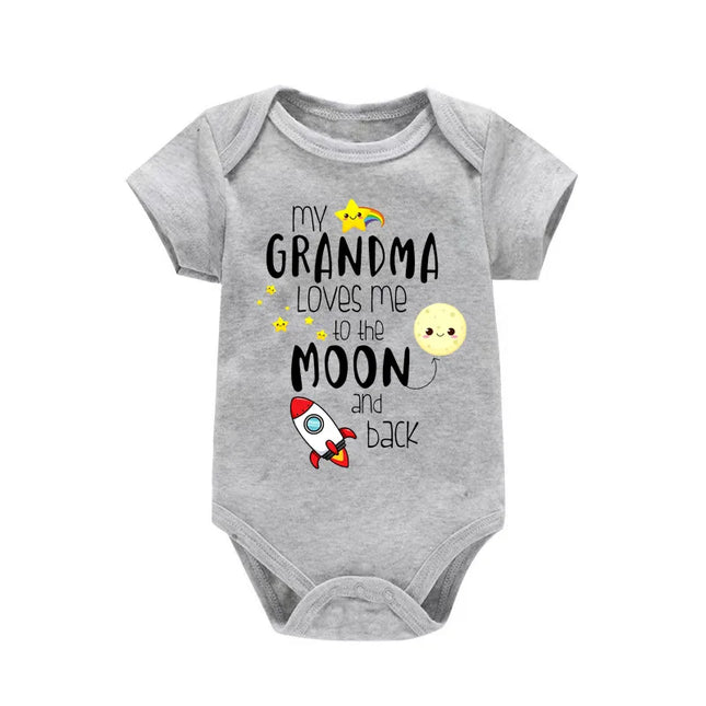MY GRANDMA LOVES ME TO THE MOON AND BACK Funny Newborn Onesies Cute Baby Girl Boy Clothes High Quality Infant Bodysuit