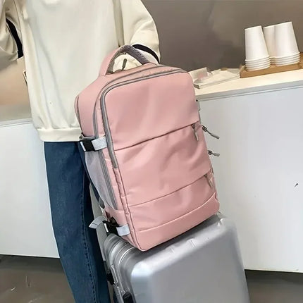 Water-resistant independent shoe compartment backpack with railing, USB interface travel bag, large-capacity storage bag
