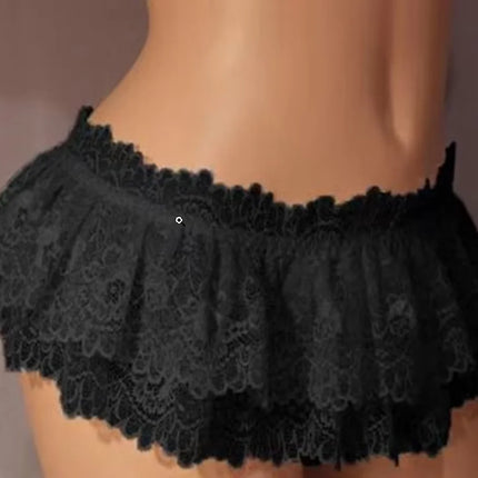 Sissy Mens underwear Lace cueca Ruffled Mini string Skirt Crossdress Costume Panty Skirt g-string Gay men thong bikini Briefs