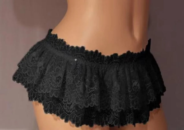 Sissy Men's Underwear Lace Briefs Ruffled Mini String Skirt Crossdress Costume Panty Skirt G-string Gay Men Thong Bikini Briefs