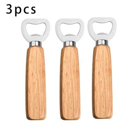 Wooden handle beer bottle opener Commercial wooden bottle opener Stainless steel bottle opener Creative bottle opener