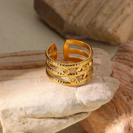 2025 Design Style Riveted Bullet Stainless Steel Rings For Women Punk Gold Color Creative Ring Broad Surface Finger Jewelry Gift