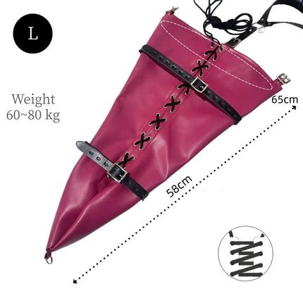 Y-back Strap Lace-up Straight Arm Binder with Zipper Leather Tight Fit Single Sleeve for Couple BDSM Bondage Interaction Sex Toy