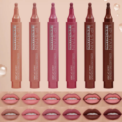 6 Colors Liquid Lip Liner Pencil Long Lasting Nude Lipstick Matte Lip Liner Stick Non-stick Cup Natural Lips Contour Pen Makeup