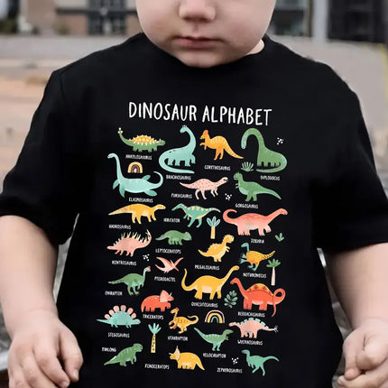 Funny Kids Boys' Dinosaur Alphabet Graphic Tee T-shirt Cute Short Sleeve T-shirt for All Seasons Baby Girls T-shirt