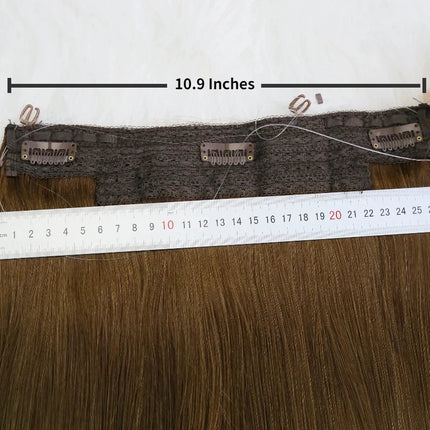 Fish Line Remy Straight Human Hair Extensions Clip in Natural 12" - 26" Invisible Wire Hairpieces for Women