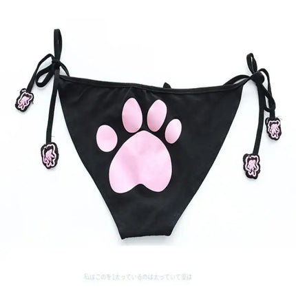 Anime Girl Cute Cat Paw Bikini Swimsuit Costume Summer Beach Girl Mini Lovely Cats Bell Swimwear Uniform Cosplay Black White Nig