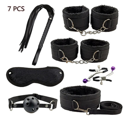 Adult Game Sex Products BDSM Bondage Set Metal Anal Plug Fox Tail Handcuffs Whip Gag Sex Shop Erotic Sex Toys For Couples Women
