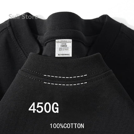 100% Cotton Unisex T-Shirts 450G High Quality White T-Shirts Tee Shirts Summer Blank T-Shirt For Men Camisetas Para Hombre