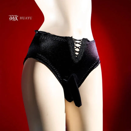 Large Size Satin Mesh Sissy Pouch Panties Mens Sexy Lingerie Underwear Femboy Bullet Separation Briefs Crossdressers Transgender