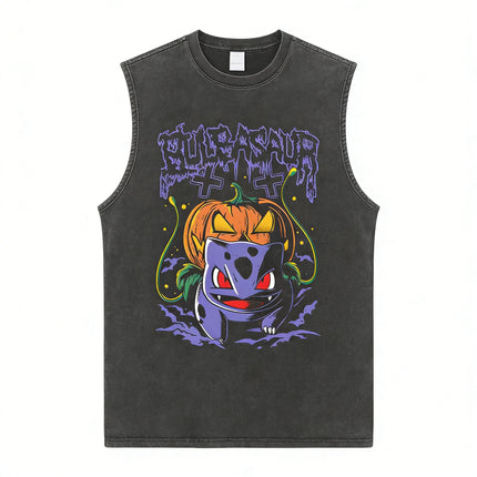 Gym Vest Man T Shirt Pokemon Print 2026 Y2k Vintage Washed Summer Sleeveless Shirt Print Streetwear Loose Casual Men's Tank Top