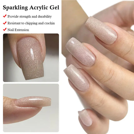 MSHARE 50g Shimmer Pink White Acrylic Gel TPO Free Glitter Shiny Extension Acryl Hard Gel Nails Sculpting Construction