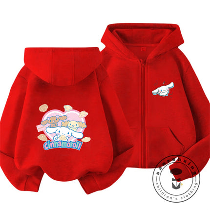 Boys Girls 2026 Autumn Winter Cinnamoroll Zipper Hoodie 3-14Y Cute Kawaii Street Cartoon Hot Fashion Outdoor Casual