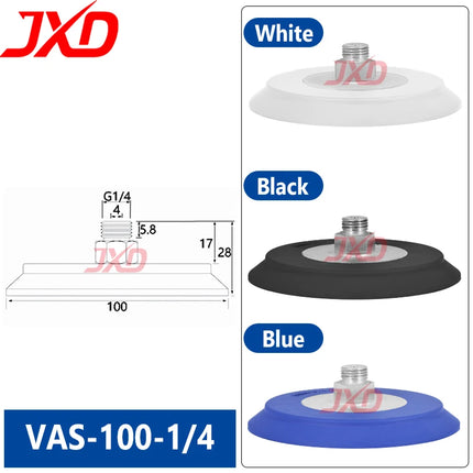 JXD Vacuum Suction Cup for Industrial Manipulator: VASB-30-1/8, Silicone Suction Nozzle VAS-15-1/8, Metal Fitting Suction Cup